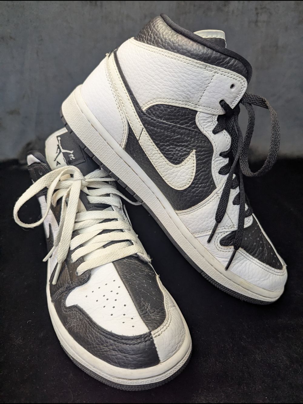 Sz 8M/9.5W Nike Jordans 1 Mid Split Black White Womens Mids Sneakers DR0501-101